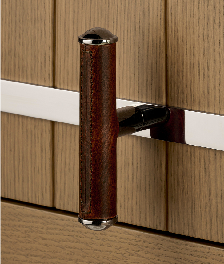 The Bridle Tack T-Pull is clean and minimal, with stitched leather for a tactile accent.