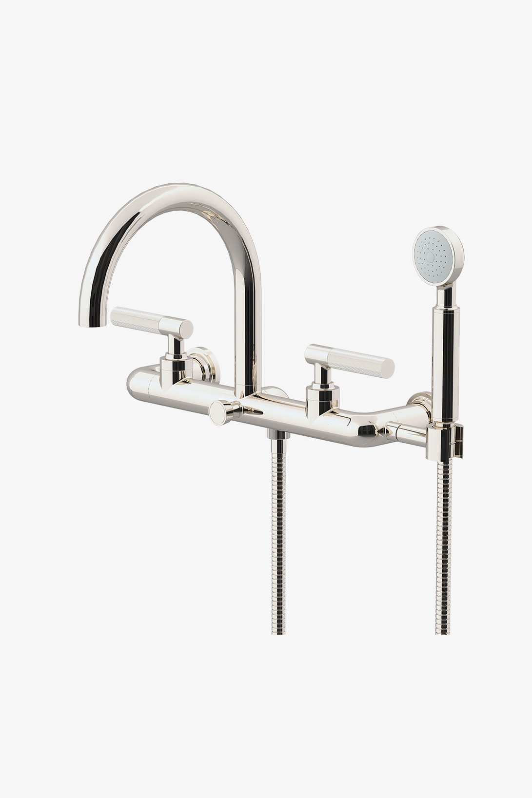 Discover Bond Union Series Floor Mounted Exposed Tub Filler with Handshower  and Guilloche Link Lever Handles Online