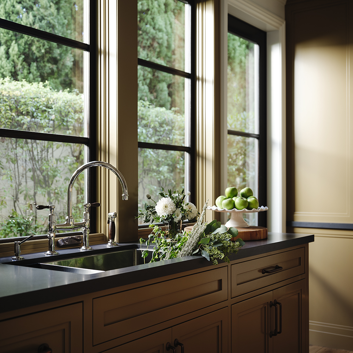 Discover Easton Classic Two Hole Bridge Gooseneck Kitchen Faucet, Oak ...